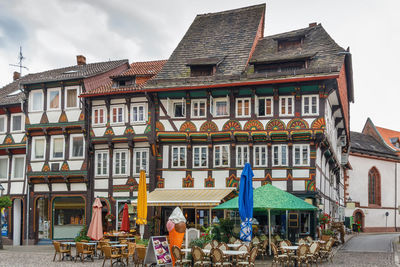 Ancient half-timbered houses on market square in the downtown einbeck, germany