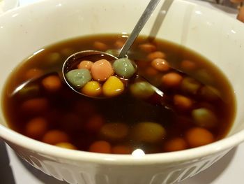 Close-up of soup in bowl