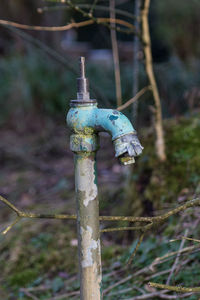 Close-up of metallic object on wall
