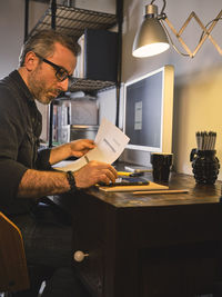 Man working at table