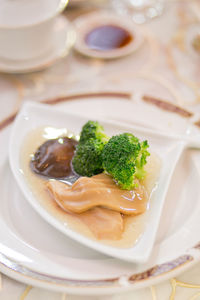 Close-up of salad served in plate on table