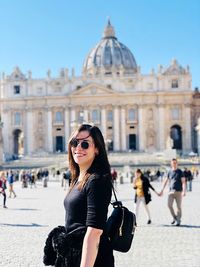 Portrait of a woman in a building