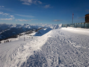 Snow covered mountains against sky