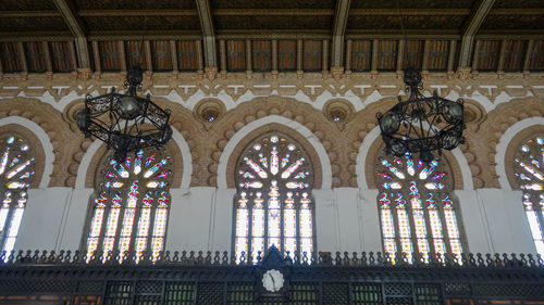 Low angle view of ornate window in historic building