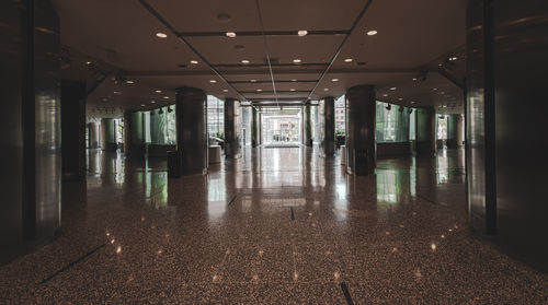 View from inside the general motors renaissance center headquarters of detroit looking out