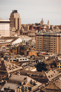 High angle view of buildings in city