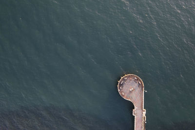 Aerial photographic documentation at sunset of the pier in marina di massa tuscany italy