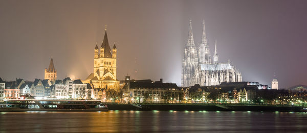 View of illuminated city at night