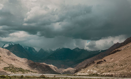 Panoramic view of mountains against sky