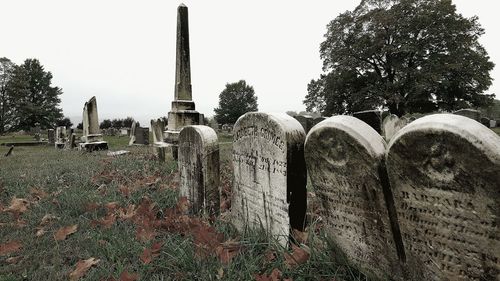 View of cemetery against clear sky