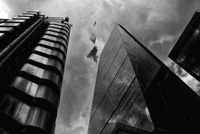 Low angle view of modern buildings against sky