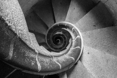 High angle view of spiral stairs