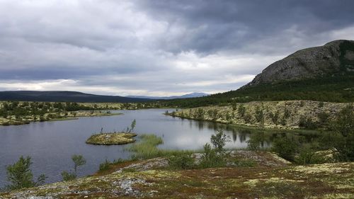 Scenic view of lake against sky