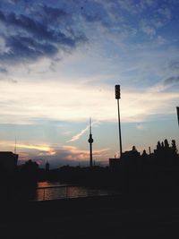 View of buildings at sunset