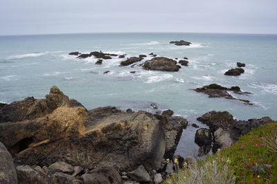 Scenic view of sea against clear sky