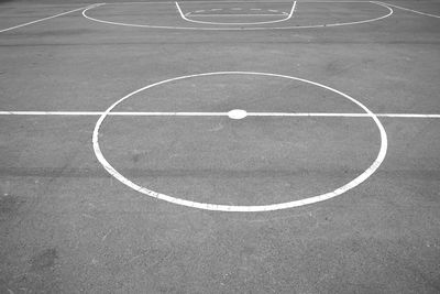 High angle view of basketball court