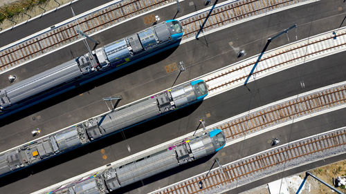 High angle view of vehicles on road