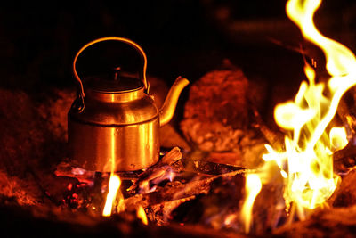 Close-up of burning candles