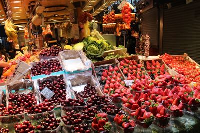 Various fruits for sale at market stall