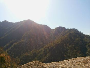 Scenic view of mountains against clear sky