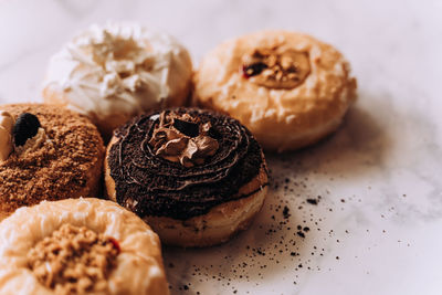 Close-up of donuts