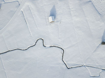 Aerial view of snow covered landscape