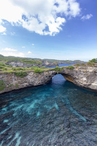 Scenic view of rocks against sky