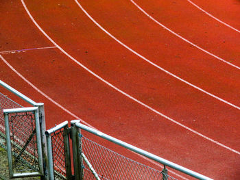 High angle view of running track