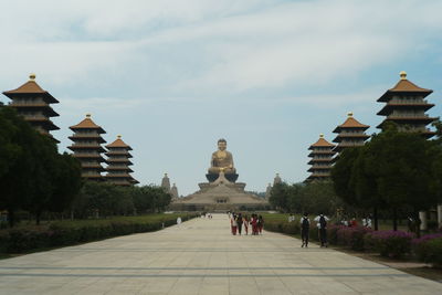 Low angle view of temple against sky
