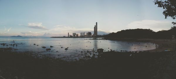 View of river with buildings in background