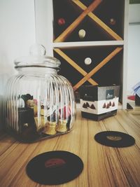 Close-up of jar on table