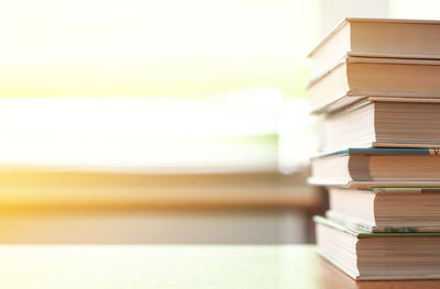 Close-up of books on table