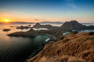 Sunset at padar island east nusa tenggara, komodo national park-indonesia. 