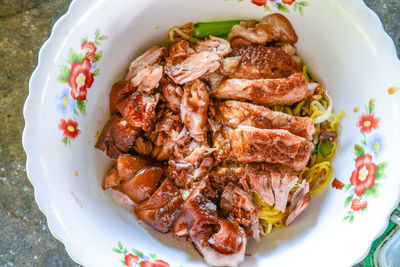 High angle view of meal served in plate