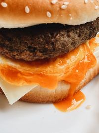 Close-up of burger in plate