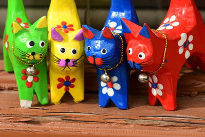 Close-up of toys for sale in market