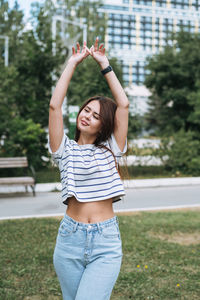  young woman in park