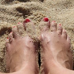 Low section of woman on beach