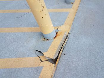 High angle view of damaged road