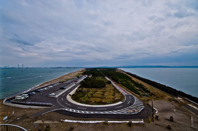 High angle view of sea against sky