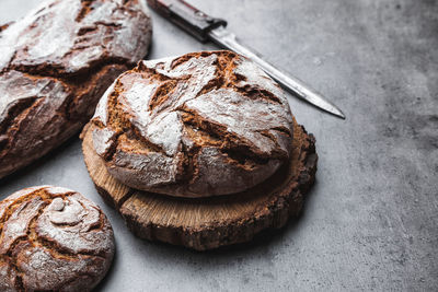 High angle view of bread on table