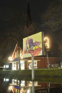 Illuminated building at night