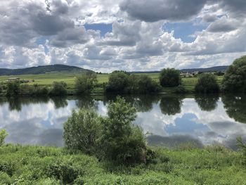 Scenic view of lake against sky