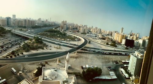 High angle view of traffic on highway