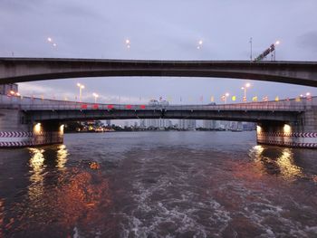 Bridge over river at night