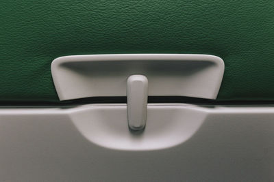 Close-up of tray table in airplane