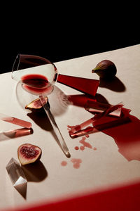 Red wine glass still life set