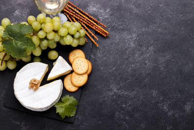 High angle view of food on table