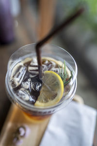 Close-up of beer glass