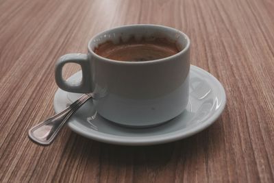 High angle view of coffee on table